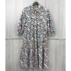 Maeve Anthropologie The Bettina Shirt Dress Multicolor Tiered Cotton XS P